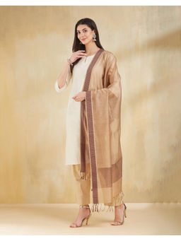 Fabindia - Beige Cotton Silk Dupatta