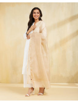 Fabindia - Beige Cotton Silk Blend Dupatta