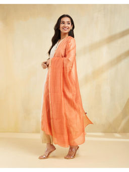 Fabindia - Orange Cotton Silk Blend Dupatta