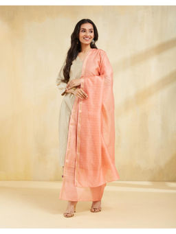 Fabindia - Peach Cotton Silk Blend Dupatta
