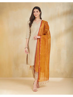 Fabindia - Mustard Cotton Silk Blend Dupatta
