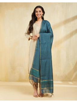 Fabindia - Teal Viscose Blend Dupatta