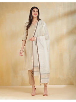 Fabindia - Natural Cotton Silk Blend White Dupatta
