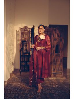 Sarang Kaur - Maroon Karuna Dupatta