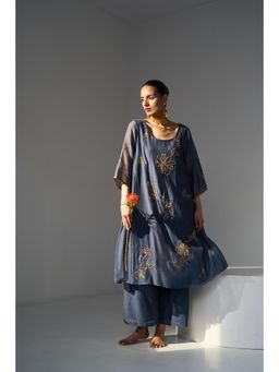 Sarang Kaur - Blue Mansa Anarkali Kurta with Palazzo (Set of 2)