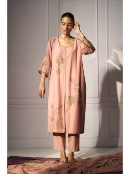 Sarang Kaur - Pink Balori Kurta with Pant (Set of 2)