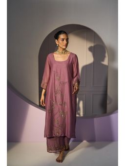 Sarang Kaur - Purple Basant Kurta with Palazzo (Set of 2)