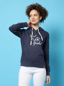 Campus Sutra - Womens Blue Printed Sweatshirt