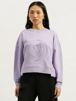 United Colors of Benetton - Purple Round Neck Embossed Sweatshirt
