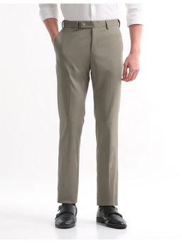 Arrow - Mens Solid Regular Fit Brown Formal Trouser