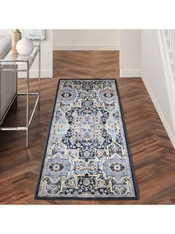 OBSESSIONS - Anti-Static Machine Made Classical Bedside Runner, D.Blue & L.Blue (2 x 5 Feet)