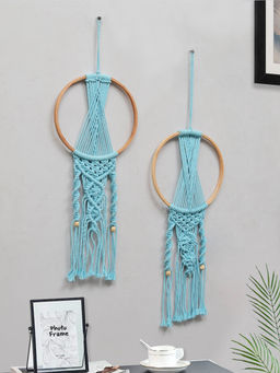 Homesake - Macrame Dream Catchers for Bedroom Adult Dream Catcher Boho Wall Hanging 2 Peace Blue
