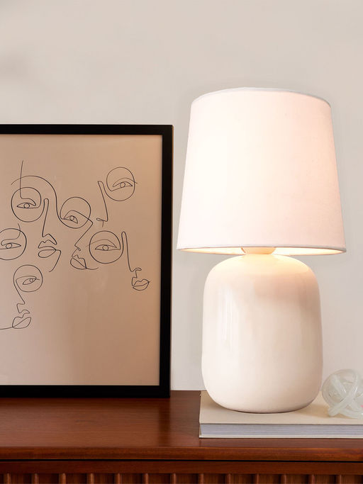 Homesake Modern Small Ceramic Table Lamp Dovel White