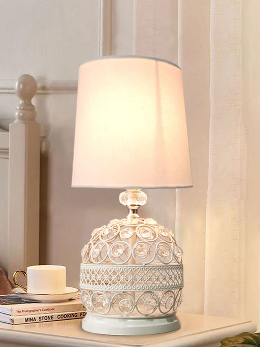 Homesake Modern Small Crystal Table Lamp White