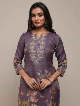 Libas - Purple Floral Kurta with Pant and Dupatta