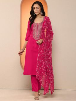 Libas - Pink Embellished Kurta with Pant and Dupatta