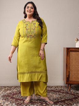 Extra love by Libas - Green Floral Kurta and Pant