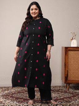 Extra love by Libas - Black Embroidered Kurta and Pant