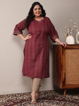 Extra love by Libas - Plus Size Women Rust Woven Kurta and Pant