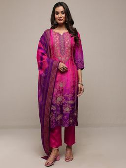 Libas - Pink Ombre Kurta with Pant and Dupatta