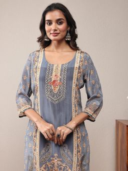 Libas - Blue Floral Kurta with Pant and Dupatta