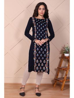 Aurelia - Navy Blue Floral Kurta