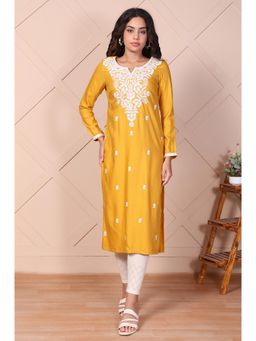 Aurelia - Mustard Embroidered Kurta