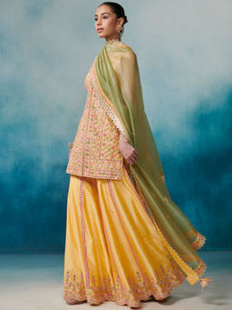 SUHINO - Front Open Kurta Gharara & Dupatta (Set of 3)