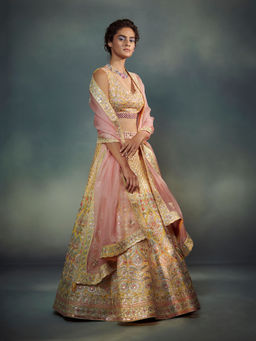 SUHINO - Yellow Lehenga Blouse & Dupatta (Set of 3)