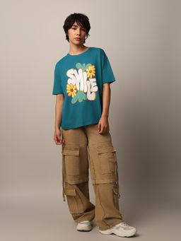 ONLY - Women Boxy Fit Blue T-Shirt