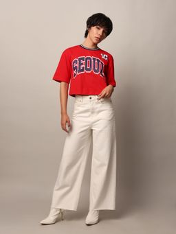 ONLY - Women Boxy Fit Red T-Shirt