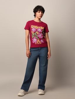 ONLY - Women Regular Fit Maroon T-Shirt