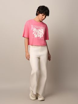 ONLY - Women Boxy Fit Pink T-Shirt