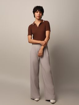 ONLY - Women Regular Fit Brown T-Shirt