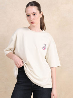 RAREISM - Voke Primary Beige Oversized Regular T-Shirt