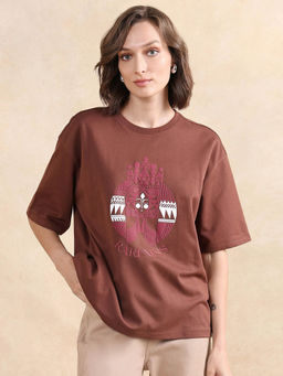RAREISM - Patch Primary Brown Oversized Regular T-Shirt