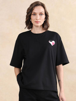 RAREISM - Shede Primary Black Oversized Regular T-Shirt