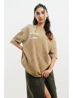 FREAKINS - Olive Acid Wash Oversized Tees