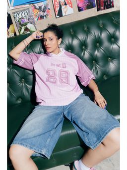 FREAKINS - Pink V-Neck Nkd Jersey T-Shirt