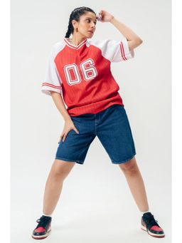 FREAKINS - Red V-Neck Freaky Jersey T-Shirt