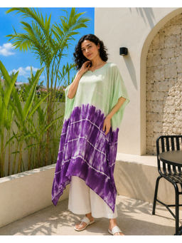 Maaesa - Multi-Color Handcrafted Tie and Dye Casual Rayon Crepe Kaftan