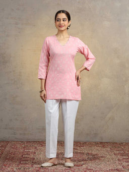 Cotton Culture - Baby Pink Pure Cotton Straight Short Kurti