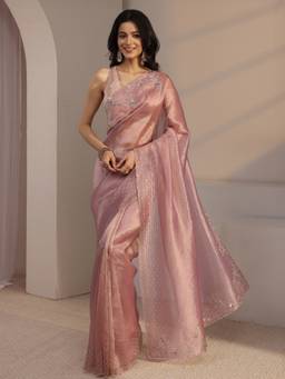 Libas - Lavender Embellished/Sequined Saree with Unstittched Blouse