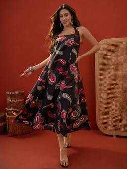 Stylum - Black Paisley Halter Neck Midi Dress