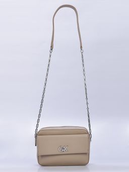 Calvin Klein - Solid Beige Polyester Sling Bag