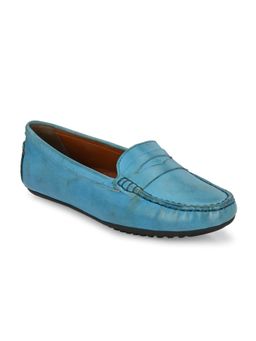 CARLO ROMANO - Women Blue Leather Slip On Loafers