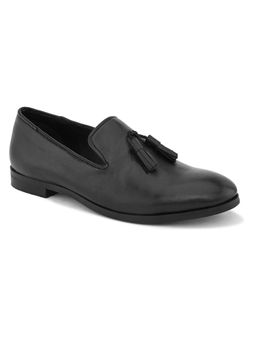 CARLO ROMANO - Women Black Leather Slip On Loafers