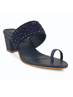 SCENTRA - Sana Navy Blue Kolhapuri Heels