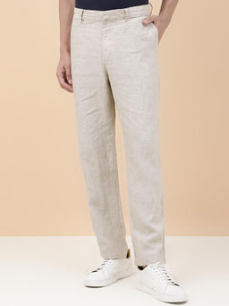 Fabindia - Beige Linen Straight Regular Trousers