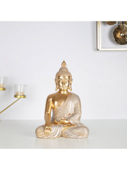 HomeTown - Zen Polyresin Meditative Buddha Figurine In Gold